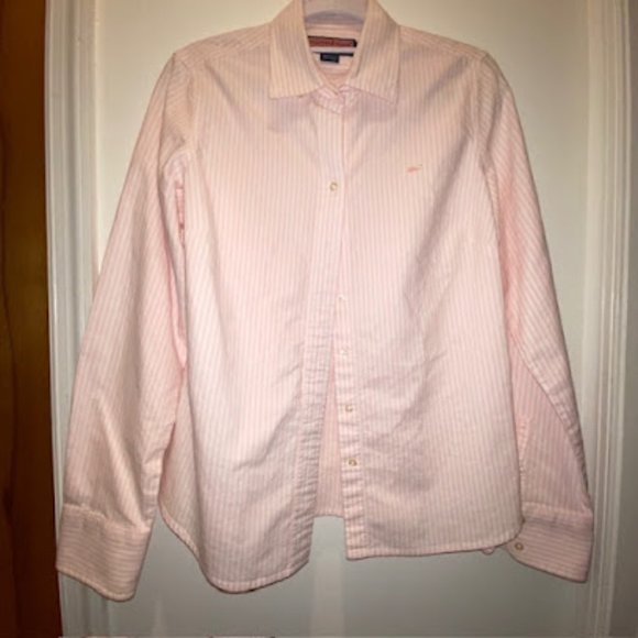 Vineyard Vines women's pink and white striped button down shirt size 10 - Picture 1 of 3